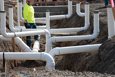 A work site with pipes