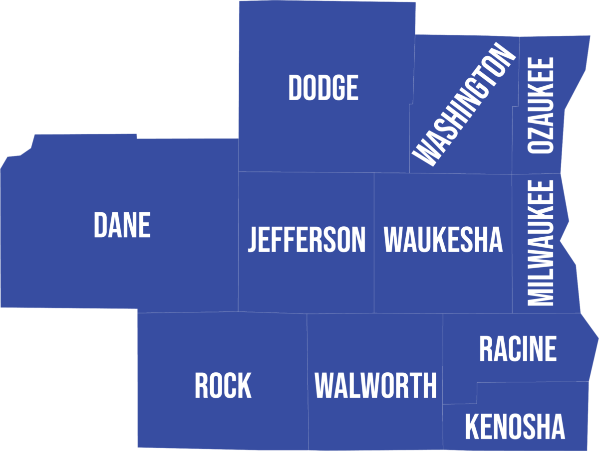  Wisconsin county map that we serve in an emergency